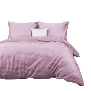 Darymex Pościel satyna bawełniana CIZGILI LILA 200x220 EXCLUSIVE