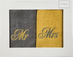 Eurofirany KOMPLET RĘCZNIKÓW MR MRS 2 SZT  50X90 CM STALOWY