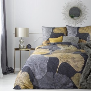 Eurofirany KOMPLET POŚCIELI BAWEŁNIANEJ GINKO 160 X 200 CM GRAFITOWY