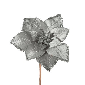Eurofirany KWIAT ŚWIĄTECZNY DEKORACYJNY 82 20X20 CM SREBRNY