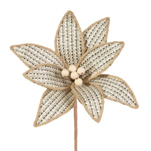 Eurofirany KWIAT ŚWIĄTECZNY DEKORACYJNY 95 23X15 CM BEŻOWY