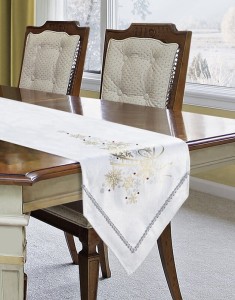 Eurofirany ŚWIĄTECZNY BIEŻNIK CLAIR 35 X 140 CM BIAŁY