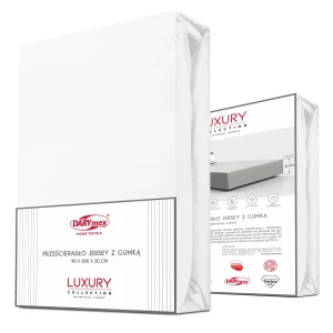 Darymex Prześcieradło jersey elastan z gumką WHITE BIAŁY 220x200x30