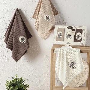 Darymex Ręcznik bawełniany waffle haft SANTE 3777 V1  3x40x60 kpl