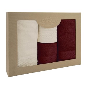 Darymex Ręcznik D Bawełna 100% Solano Ecru + Bordo (P) 2x50x90+2x70x140 kpl