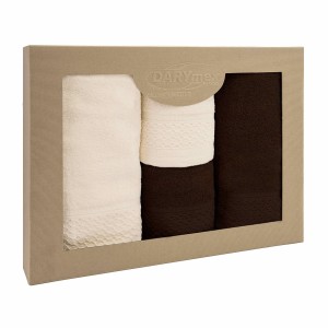 Darymex Ręcznik D Bawełna 100% Solano Ecru + Ciemny Brąz (P) 2x50x90+2x70x140 kpl