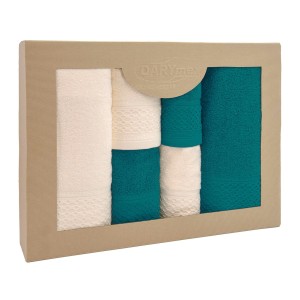 Darymex Ręcznik D Bawełna 100% Solano Ecru + Ciemny Turkus (P) 2x30x50+2x50x90+2x70x140 kpl