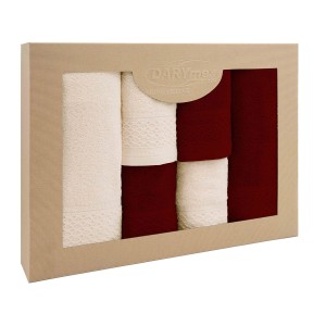 Darymex Ręcznik D Bawełna 100% Solano Ecru + Bordo (P) 2x30x50+2x50x90+2x70x140 kpl