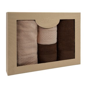 Darymex Ręcznik D Bawełna 100% Solano Beż + Ciemny Brąz (P) 2x50x90+2x70x140 kpl