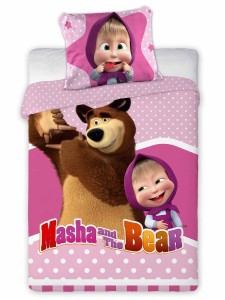 Faro Pościel bawełna 100x135 Masza i Niedźwiedź Pink
