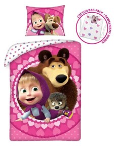 Halantex Pościel bawełna 140x200 Masza i Niedźwiedź serca