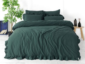 Limasso Pościel bawełniana DARK GREEN 160x200(P) STONEWASHED