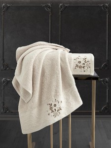 Bilge Ev Tekstil Ręcznik bawełniany frotte VIOLA 1358 cappuccino 50x90+70x140 kpl.