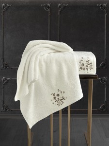 Bilge Ev Tekstil Ręcznik bawełniany frotte VIOLA 1358 cream 50x90+70x140 kpl.