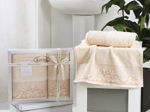Bilge Ev Tekstil Ręcznik bawełniany frotte BEYZA 2410 light salmon 50x90+70x140 kpl.