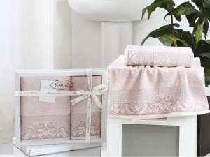 Bilge Ev Tekstil Ręcznik bawełniany frotte BEYZA 2410 powder 50x90+70x140 kpl.