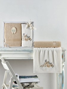 Bilge Ev Tekstil Ręcznik bawełniany frotte ELVIN 3310 beige 50x90+70x140 kpl.