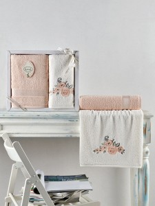 Bilge Ev Tekstil Ręcznik bawełniany frotte ELVIN 3310 salmon 50x90+70x140 kpl.
