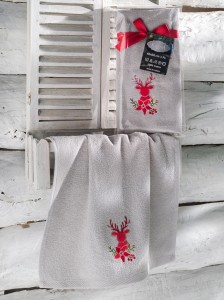 Turkiz Ręcznik bawełniany haft 3408 V3 NOEL 1x40x60 GREY