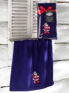 Turkiz Ręcznik bawełniany haft 3409 V1 NOEL 1x40x60 DARK BLUE