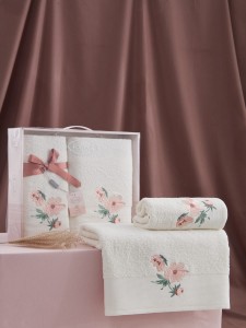 Bilge Ev Tekstil Ręcznik bawełniany frotte VALDI 3457 cream 50x90+70x140 kpl.