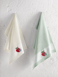 Bilge Ev Tekstil Ręcznik bawełniany waffle haft PANIER 3495 Green  2x45x65 kpl.