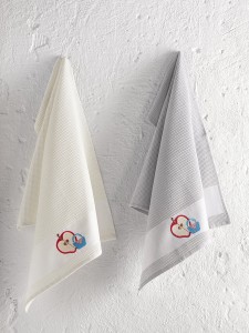 Bilge Ev Tekstil Ręcznik bawełniany waffle haft PANIER 3495 Grey  2x45x65 kpl.