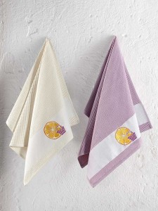 Bilge Ev Tekstil Ręcznik bawełniany waffle haft PANIER 3495 Light Lavender  2x45x65 kpl.