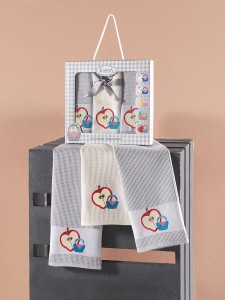 Bilge Ev Tekstil Ręcznik bawełniany waffle haft PANIER 3496 Grey  3x45x65 kpl.