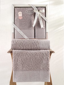 Bilge Ev Tekstil Ręcznik bawełniany frotte NOVRA 3662 beige 50x90+70x140 kpl.