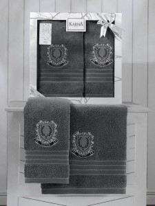 Bilge Ev Tekstil Ręcznik bawełniany frotte PAMES 3663 dark grey 50x90+70x140 kpl.