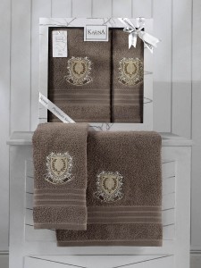 Bilge Ev Tekstil Ręcznik bawełniany frotte PAMES 3663 milky brown 50x90+70x140 kpl.