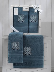 Bilge Ev Tekstil Ręcznik bawełniany frotte PAMES 3663 petrol 50x90+70x140 kpl.