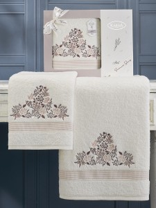 Bilge Ev Tekstil Ręcznik bawełniany frotte ABEL 3664 cream 50x90+70x140 kpl.