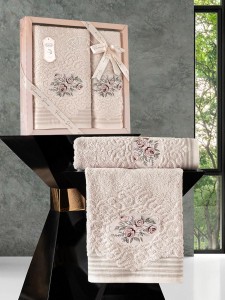 Bilge Ev Tekstil Ręcznik bawełniany frotte STELLA 3666 beige 50x90+70x140 kpl.