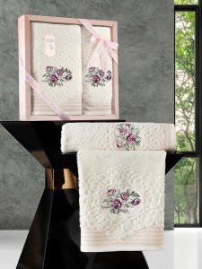 Bilge Ev Tekstil Ręcznik bawełniany frotte STELLA 3666 cream 50x90+70x140 kpl.