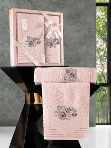 Bilge Ev Tekstil Ręcznik bawełniany frotte STELLA 3666 salmon 50x90+70x140 kpl.