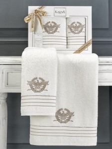 Bilge Ev Tekstil Ręcznik bawełniany frotte KAVELL 3676 cream 50x90+70x140 kpl.