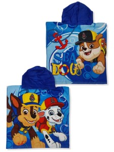 Setino Ręcznik bawełniany ponczo z kapturem 55x110 Psi Patrol Sea