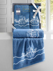 Ręcznik bawełniany frotte ADVEN 3661 sky blue 50x90+70x140 kpl.