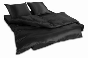 KLARA Pościel Jedwabna 140x200 + 1x70x80 Czarna 2szt. RABAT 10%