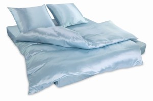 KLARA Pościel Jedwabna 160x200 + 2x70x80 Niebieska 2szt. RABAT 10%