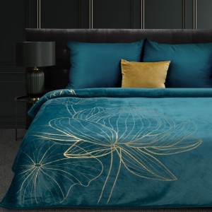 Eurofirany Koc Lotos 7 Turkusowo Złoty 150x200