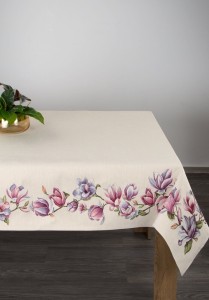 Eurofirany Obrus Gobelinowy W Kwiaty 1214 Naturalny 140x180