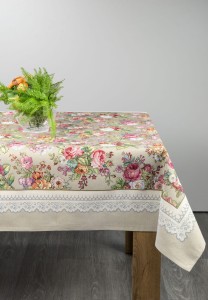 Eurofirany Obrus Gobelinowy W Kwiaty 1175 Oliwkowy 140x180