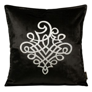 Eurofirany Poszewka Welwetowa Z Ornamentem Royal 3 Czarna 45x45