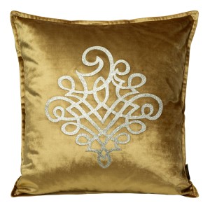 Eurofirany Poszewka Welwetowa Z Ornamentem Royal 3 Złota 45x45