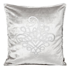 Eurofirany Poszewka Welwetowa Z Ornamentem Royal 3 Srebrna 45x45