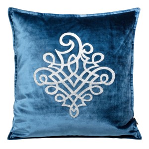 Eurofirany Poszewka Welwetowa Z Ornamentem Royal 3 Niebieska 45x45