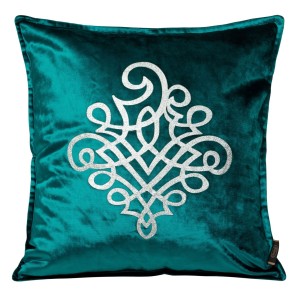 Eurofirany Poszewka Welwetowa Z Ornamentem Royal 3 Ciemnoturkusowa 45x45